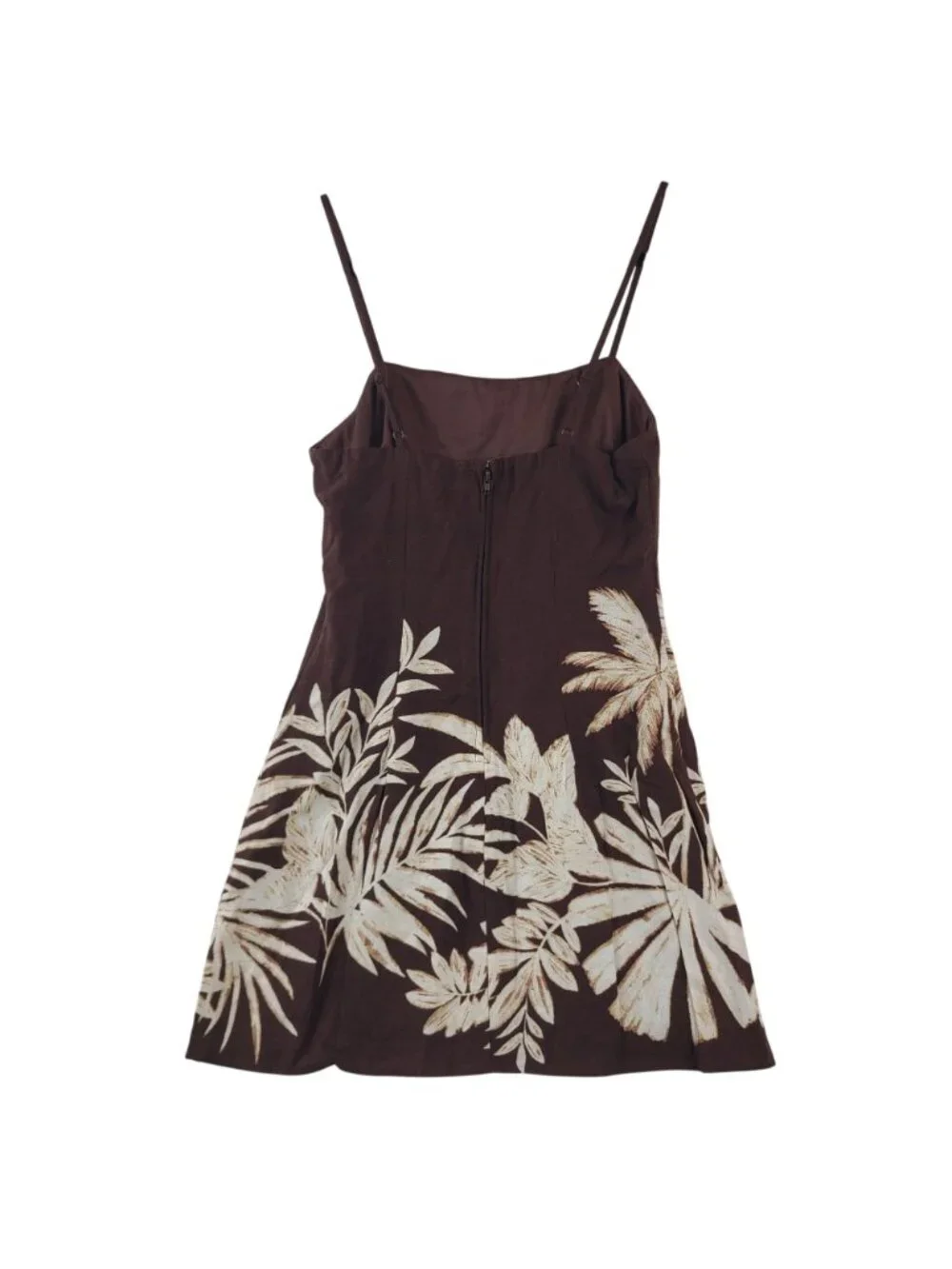 NEW Trixxi Los Angeles Brown Tropical Print Linen Blend Mini Dress Size M